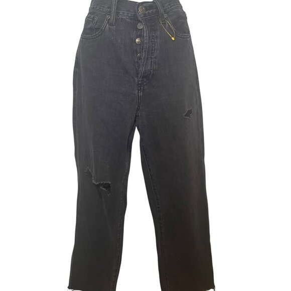 Pistola Cassie Super High Rise Straight Black Distressed Jeans Size 26 - Picture 6 of 8